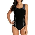 thumbnail image 1 of Beautyin Women's Swimsuit One Piece Color Block Cross Back Athletic Modest Swimwear, 1 of 6