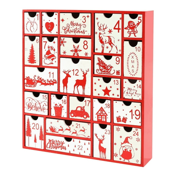 Wooden Christmas Advent Calendar With 24 Drawers Holiday Countdown Display Reusable Festive Decoration For Home