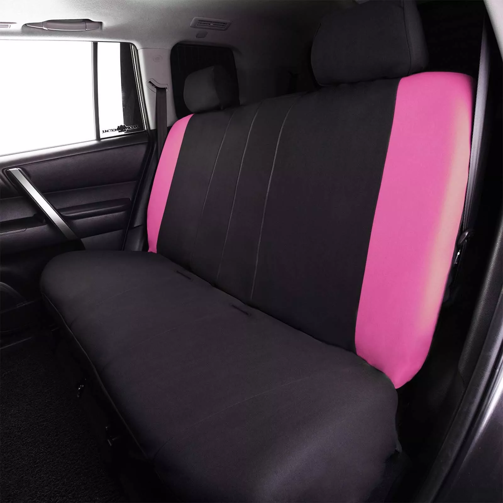 Flying Banner Car Seat Covers Front Rear Full Set Protectors Auto Interior Car Accessories Rear Bench Split 40/60 50/50 60/40 Piping Sporty Pink Black