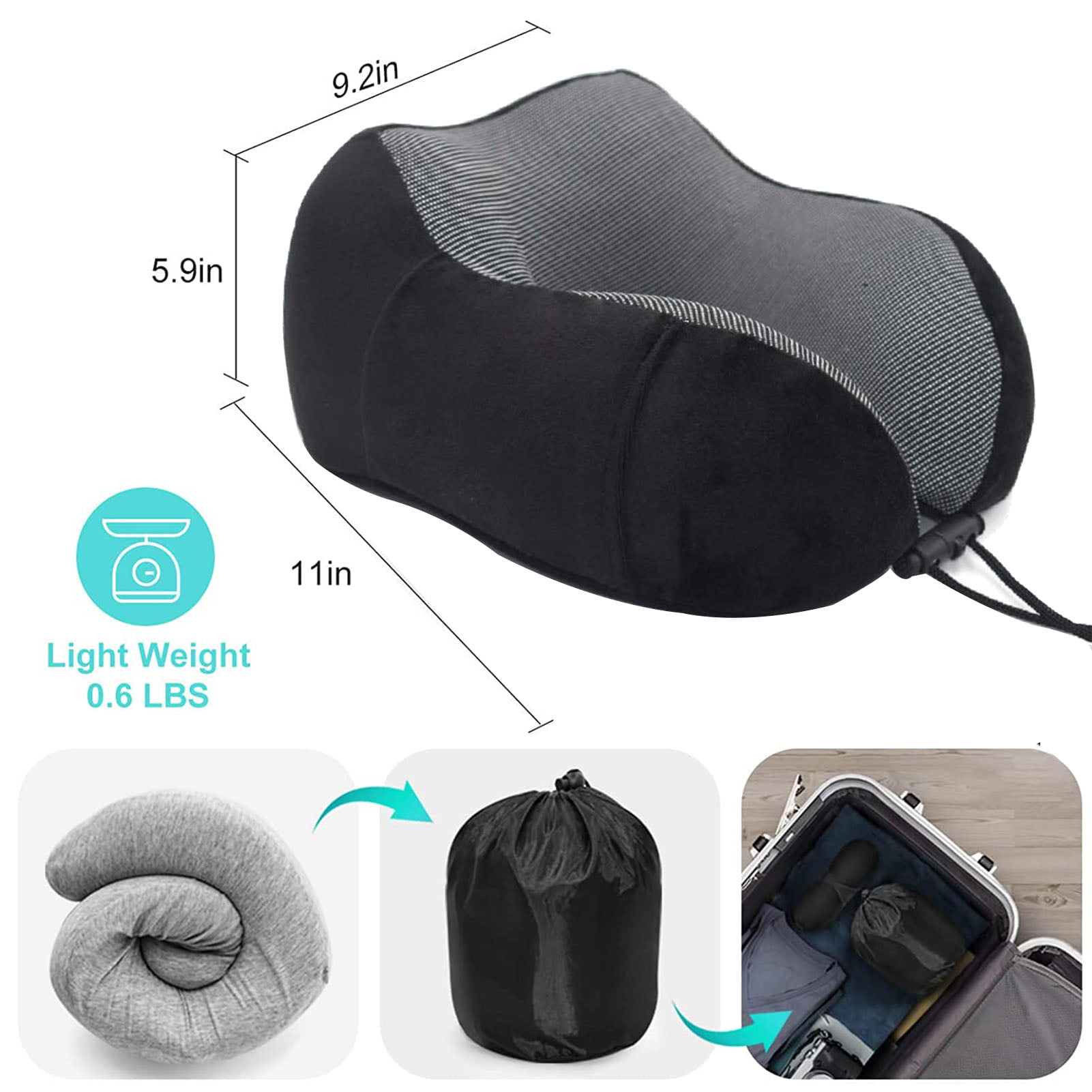 360° Neck Support Ideal for Air Plane Train Car Travelling Sleeping Eye Mask and Ear Plugs BEITA Travel Pillow Premium Memory Foam Neck Pillow with Storage Bags 