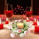 thumbnail image 4 of Candelabro con corona de rosas de té simuladas | Decoración de mesa para fiestas y el hogar | Aro de plástico para velas con hojas y capullos | Centro de mesa de 25 cm, 4 of 6