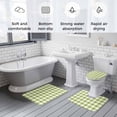 thumbnail image 5 of Green Plaid Bath Mat 3 Piece Bathroom Rug Set, Gradient Geometric Buffalo White Checkered Non Slip Bath Rug Contour Mat and Toilet Lid Cover, Absorbent Shower Mats Soft Bath Rugs and Mats Sets, 5 of 8
