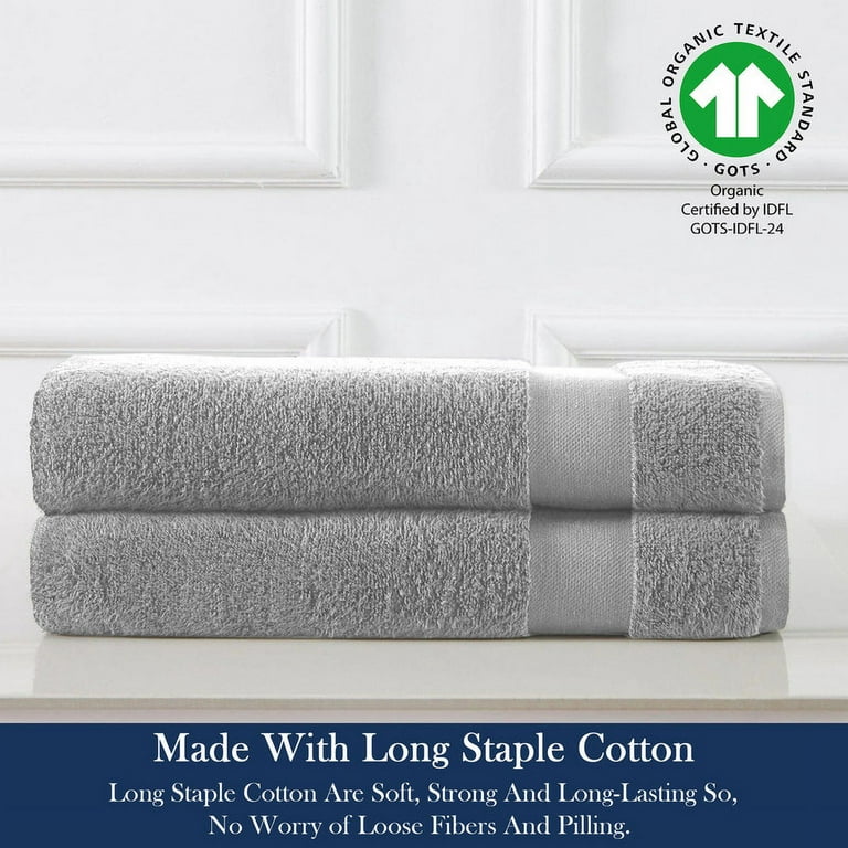 Delara Organic Cotton Luxuriously Plush Bath Towel Pack of 4 | GOTS & Oeko-Tex Certified | Premium Hotel Quality Towels | Feather Touch Technology