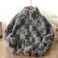 thumbnail image 3 of Gubotare Boys Fleece Zip Up Jacket Girls Fuzzy Fleece Jacket Casual Button Down Overcoat Jackets Outwear Size 11-12,(Grey 11-12 Years), 3 of 3