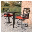 thumbnail image 2 of Patio Bar Table with Umbrella Hole, Steel Metal Frame Bar Height Bistro Table, Outdoor Bar Table for Garden, Backyard, Patio and Poolside, Black, 2 of 9
