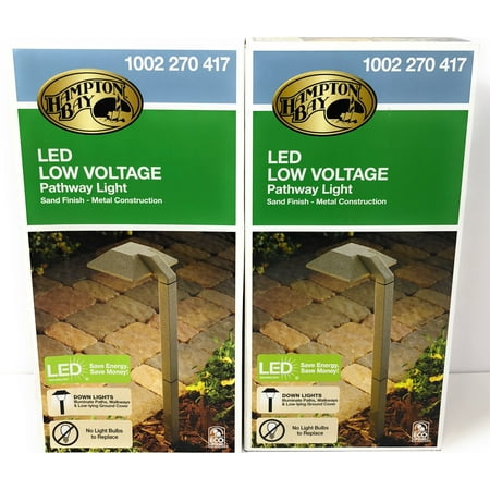 Hampton Bay Solar Hampton Bay Low-Voltage 2.7-Watt Sand Outdoor Integrated LED Landscape Modern Down Light Path Light (2-Pack) ()