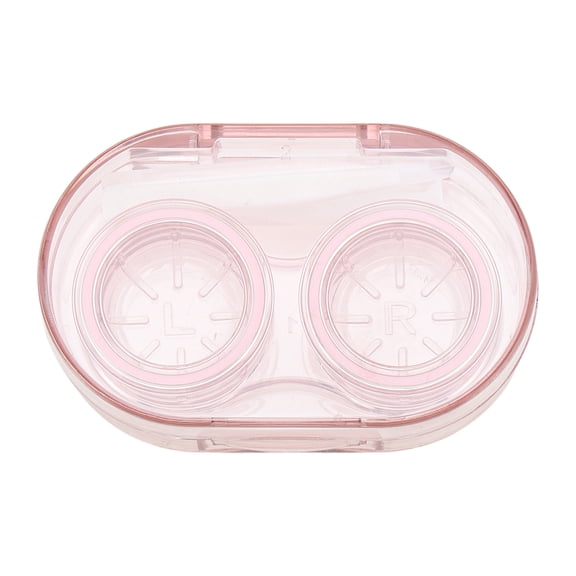 Unique Bargains 1 Set Contact Lens Case Integrated Oval Lens Storage Case Pink