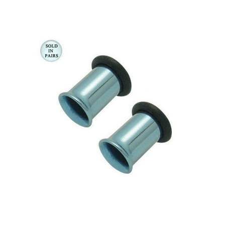 Titanium Tunnel - Light Blue Anodized Titanium Tunnel Eyelet Plugs with O Rings - 2 Gauge