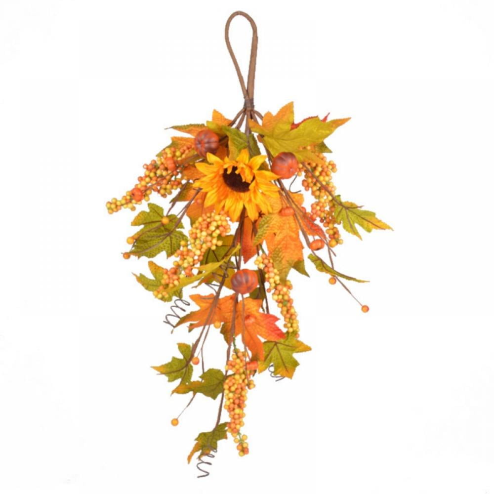 12 Packs Artificial Floral Picks Type A 3 Artificial Maple Leaves Pumpkin Sunflower Berry Cutting Decoration for DIY Wreath Vase Arrangement Indoor Outdoor Home Thanksgiving Decorations 