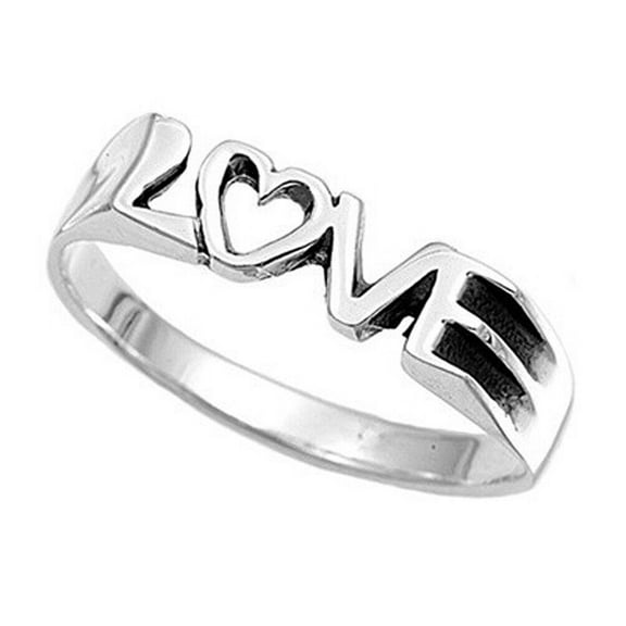 Love Text - Love Ring Silver - Commitment Purity Ring Promise Ring - Womens