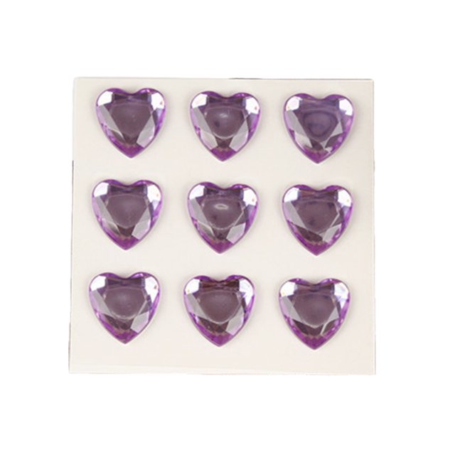 Pegatinas de diamantes de imitación Inteprter 10 hojas acrílicas para niños DIY amor corazón Artesanía Púrpura claro