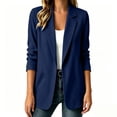 thumbnail image 4 of TEAJOPSUU Women's Blazers Relaxed Fit Notched Lapel Patch Suit Cardigans Lightweight Casual Business Sweaters Solid Color Navy, 4 of 5