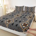 thumbnail image 3 of Homewish Vintage Boho Aztec Twin Sheet Sets for Adult, Grey Abstract Ombre Twin Fitted Sheet, Hippie Mandala Style Flat Sheet, Ultra Soft Bedroom Decor, 3pcs, 3 of 7