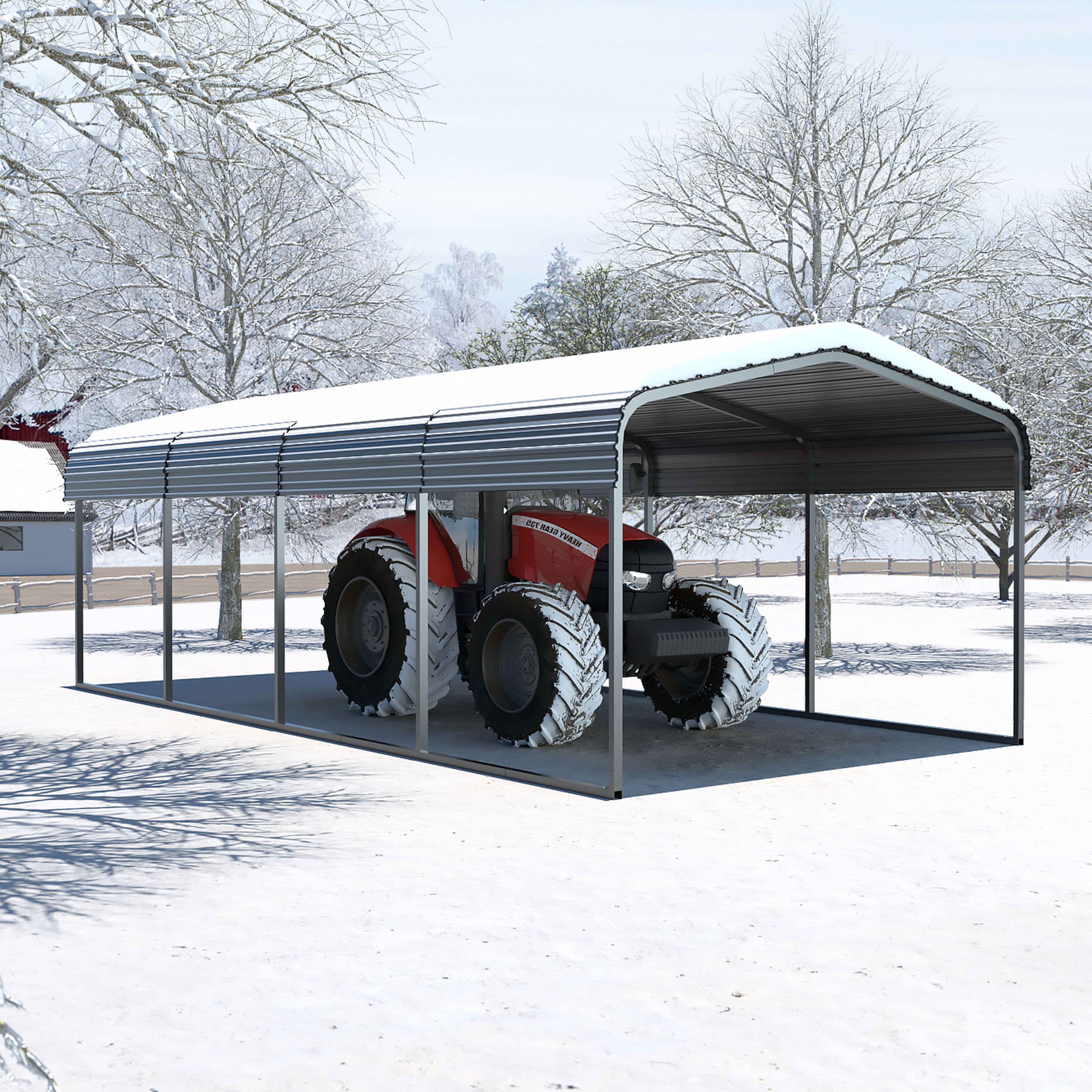 VEIKOUS 20' x 12' Outdoor Carport, Galvanized Metal Heavy Duty Garage Car Storage Shelter, Grey - image 9 of 17