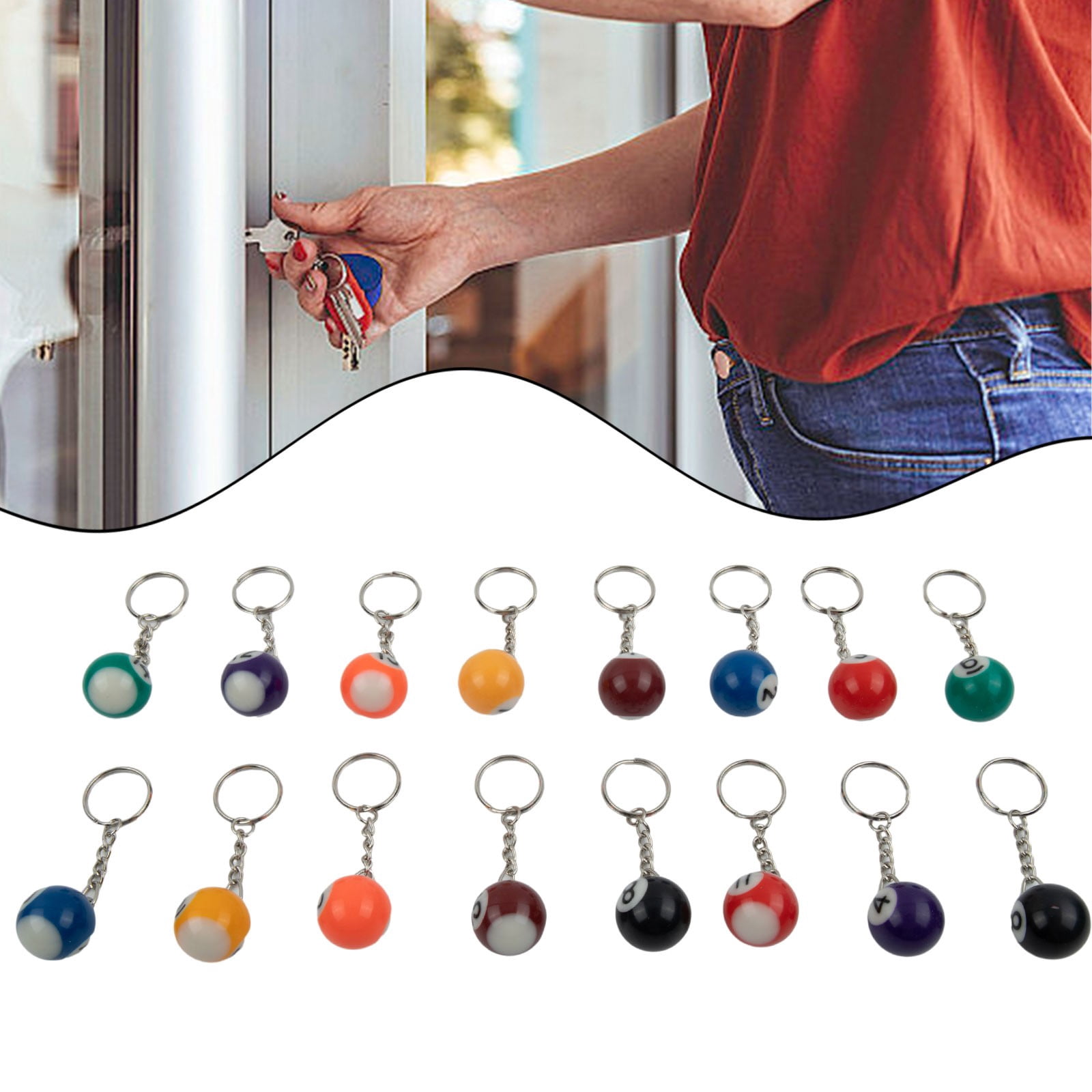 Billiard Ball KeyChain Snooker Ball Key Rings Snooker Cue Accessories Gift