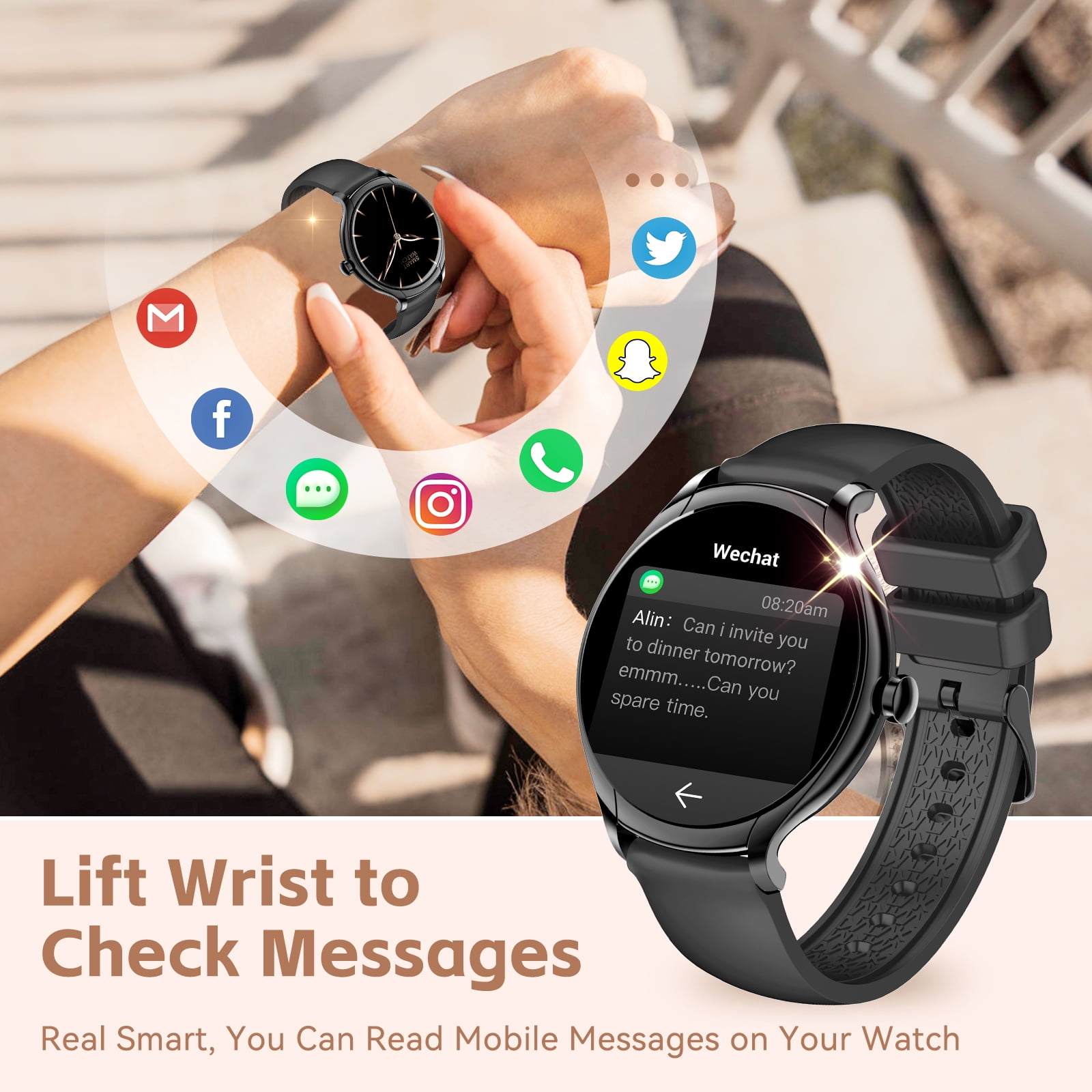 XAXRE KT67 Smart Watches for Women (Answer and Make Call) with Voice Assistant, Smartwatch with Multiple Sport Modes Compatible with iOS Android, 1pc