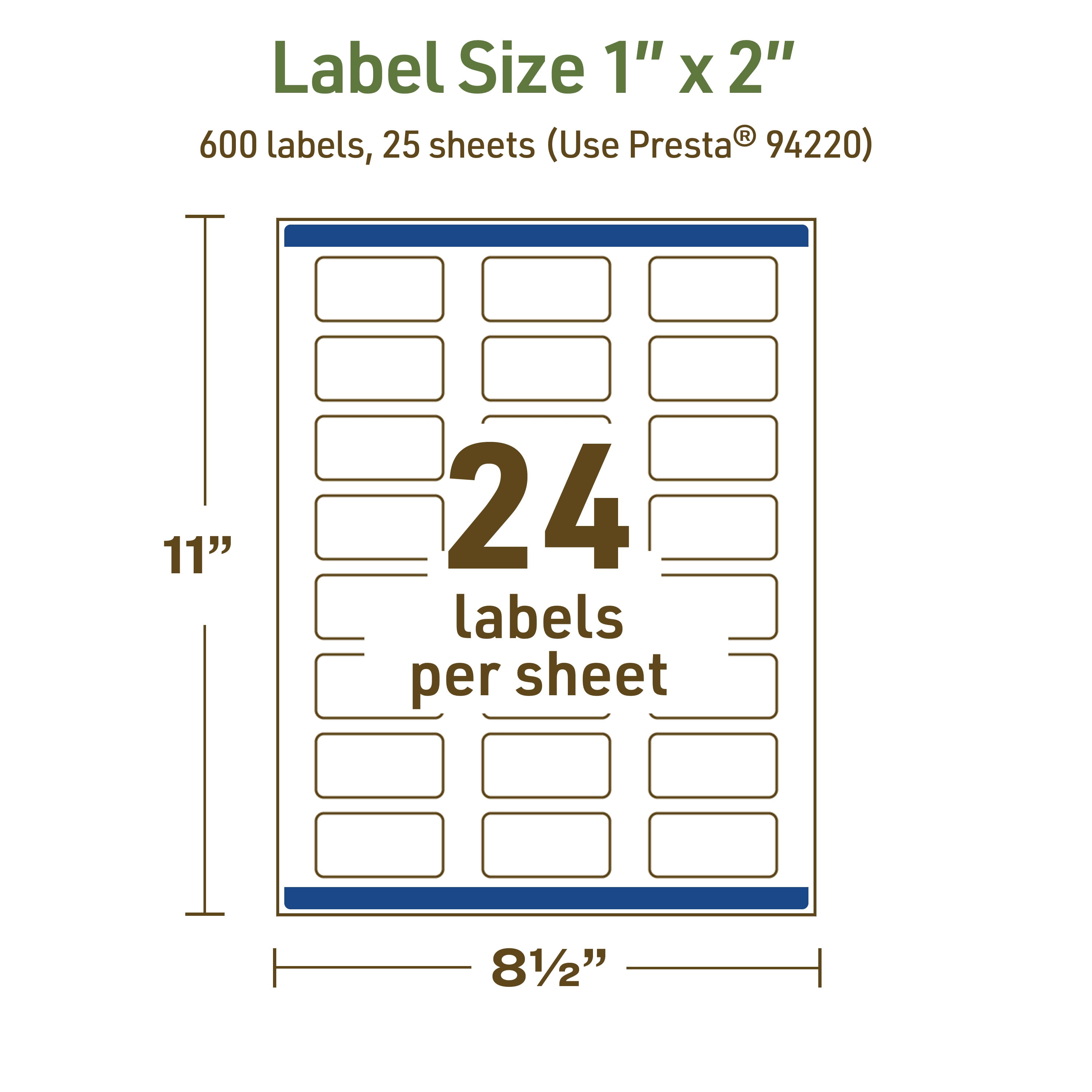 Avery Dissolvable Rectangle Labels, 1" x 2", 600 Labels