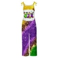 thumbnail image 3 of DDAPJ pyju Mardi Gras Jumpsuit for Women Carnival Themed Mask Print Casual Loose Adjustable Straps Wide Leg Rompers Holiday Parade Party Overalls Multicolor#5 L, 3 of 5