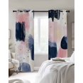 thumbnail image 3 of Navy Blue Pink Art Blackout Curtains, Light Blocking Print Window Curtains, Abstract Contemporary Luxury Thermal Insulated Window Drapes for Living Room Kitchen Cafe 2 Panels, 84"W x 63"L, 3 of 9