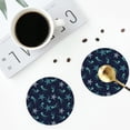 thumbnail image 4 of Honeii Ice Blue Starfish and Jellyfish Print Leather Coaster Set of 4, Ideal for Safeguarding Your Furniture from Drinks Spills and Effortless Cleanup-Round Shape, 4 of 6