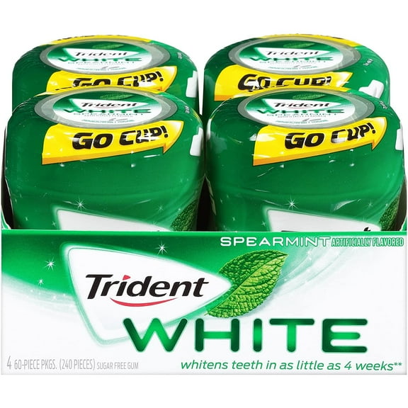 Trident White Sugar Free Gum (Spearmint, 60-Piece, 4-Pack)