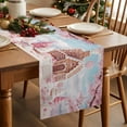 thumbnail image 3 of Pink Christmas Dresser Scarf Farmhouse, Dining Table Decorations for Wedding/Parties, Farmhouse Botanical Tree Xmas Snowflake Table Runner 90 Inches Long for Kitchen Dining, 13 x 90 In, 3 of 9