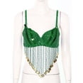 thumbnail image 3 of Lejafay Womens Sequined Latin Belly Dance Bra Top Fringe Tassel Underwired Bra Green One Size, 3 of 7