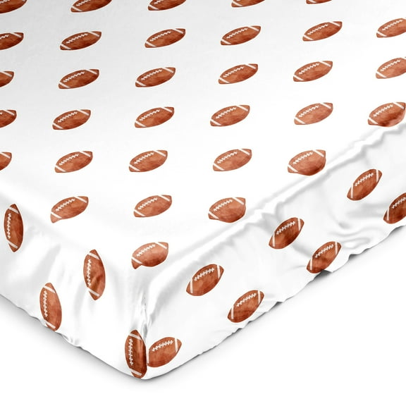 Sweet Jojo Designs Watercolor Sports Theme Football Boy Satin Fitted Crib Sheet
