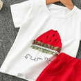 thumbnail image 4 of Hessimy Toddler Baby Girl Summer Clothes Letter Graphic Short Sleeve Shirt T-Shirt Tops + Casual Shorts Outfit Set,Statement Tee（Red,6-12 Months), 4 of 4