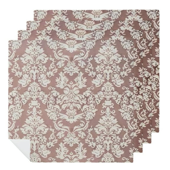 Qinduosi Kitchen Cloth Napkins, Damask Print Reusable Washable Decorative Napkins for Easter, Soft & Durable Dinner Table Cloth Napkins 2 PCS