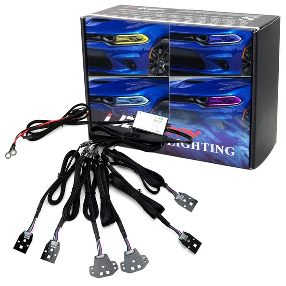 RGBW Multicolor LED Circuit Board Ambient Lighting Kit For 2015-up Dodge Charger, Control_by_Smartphone