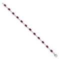 thumbnail image 3 of Gem Stone King 925 Sterling Silver Red Created Ruby and White Moissanite Tennis Bracelet for Women (6.91 Cttw, Gemstone Birthstone, Oval 6X4MM, 6.5 inch), 3 of 5