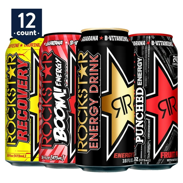 Rockstar Energy Drink, 4 Flavor Variety Pack, 16 fl oz, 12 Cans ...