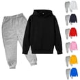 thumbnail image 4 of Huowey Toddler Girls Outfits Fall Long Sleeve Hoodie Sweatshirt And Pants 2 PC Set Elastic Waist Loose Fit Solid Color Winter School Outdoor Casual Everyday Wear Cozy Outfit,Black,3-4 Years, 4 of 4