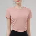 thumbnail image 2 of Women's Summer Short Sleeve Hooded Top Shirts Blouses Solid Color Round Neck Loose Fit Casual Daily Wear Vacation Beach Streetwear Fashion Essential Gift for Women | Aestivo,Hot Pink L, 2 of 7
