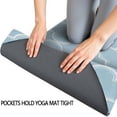 thumbnail image 3 of Light Blue Geometric Quatrefoil Pattern Hot Yoga Mat Towel Non Slip for Hot Yoga - Quick-Drying Yoga Mat Cover with 4 Corner Pockets with Travel Bag - Hot Yoga Towel Non Slip 74"x26", 3 of 6