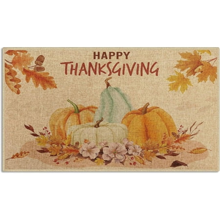 

Thanksgiving Door Mat Pumpkin Welcome Mat Autumn Fall Orange Doormats Front Door Mat Outdoor Indoor Entrance Rug Floor Mat Non Slip Absorbent Resist Dirt Carpet for Entryway 18 x 30 Inchesch