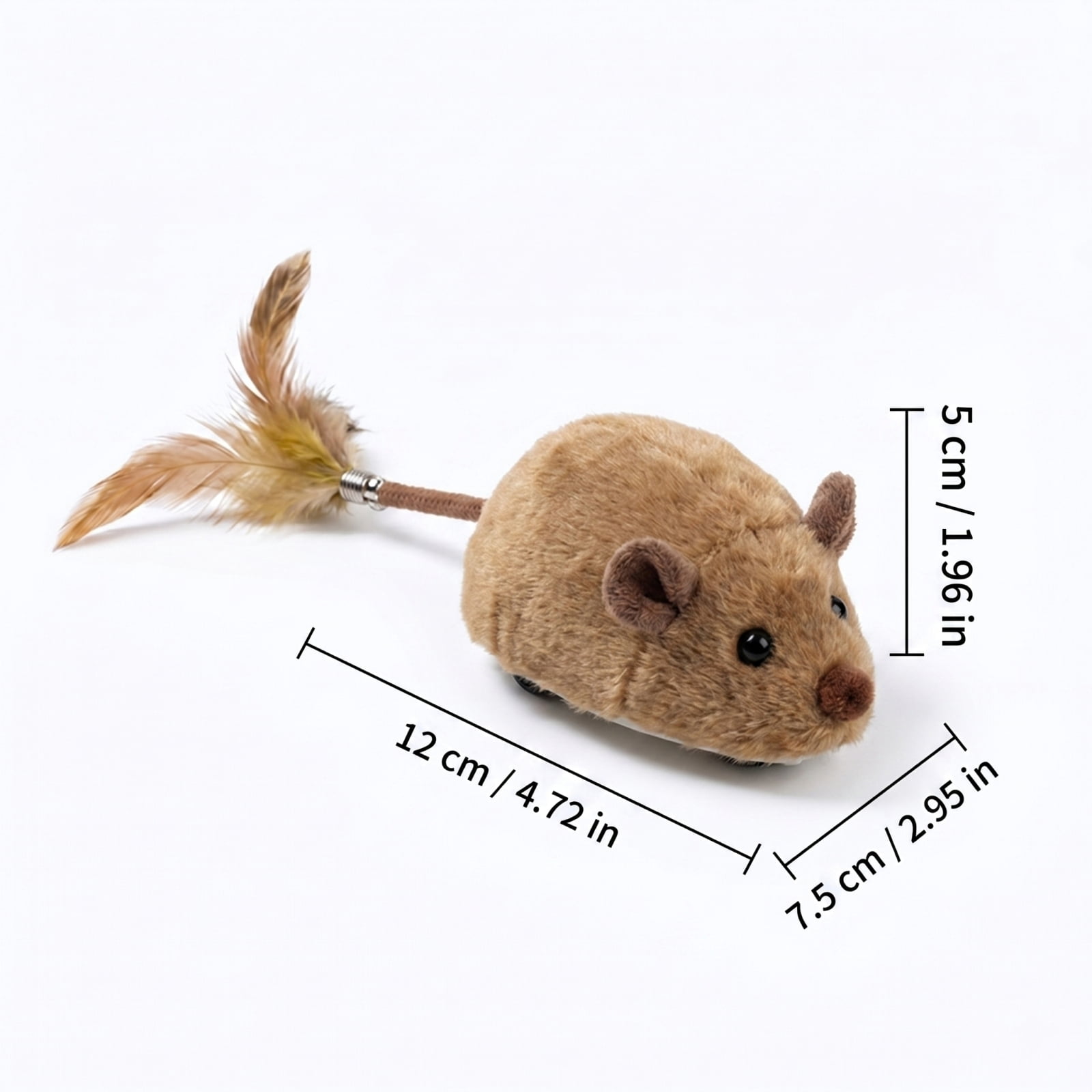 Plush Mouse Cat Toy, 2.4G Realistic Electric, 1 Pack Yellow with Feather Tail, Interactive Moving Toy for Indoor Cats to Chase and Play