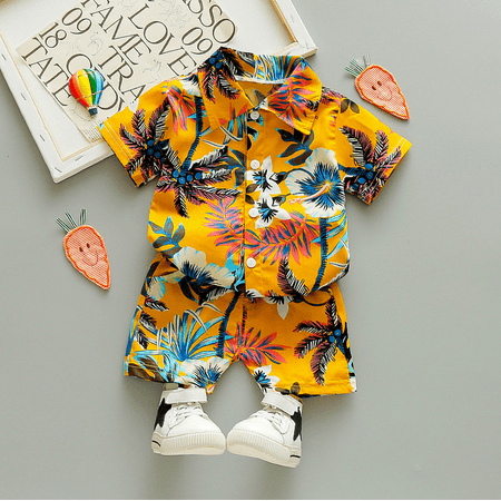

Baby Boy Set 2PCS Floral Beach Wear Shirts Gentleman Top Shorts Holiday Clothing