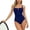Dark Blue, variant on Jamicy Women's One Piece Swimsuits Tummy Control Square Neck Sporty Ruched Slimming Monokini High Cut Women's Bathing Suit