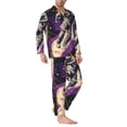thumbnail image 2 of Sikiie Astronaut Floating purple Space Mens Pajama Set, Soft Warm Long Sleeve Sleepwear, Cozy Button-Down Pjs for Men-Small, 2 of 7