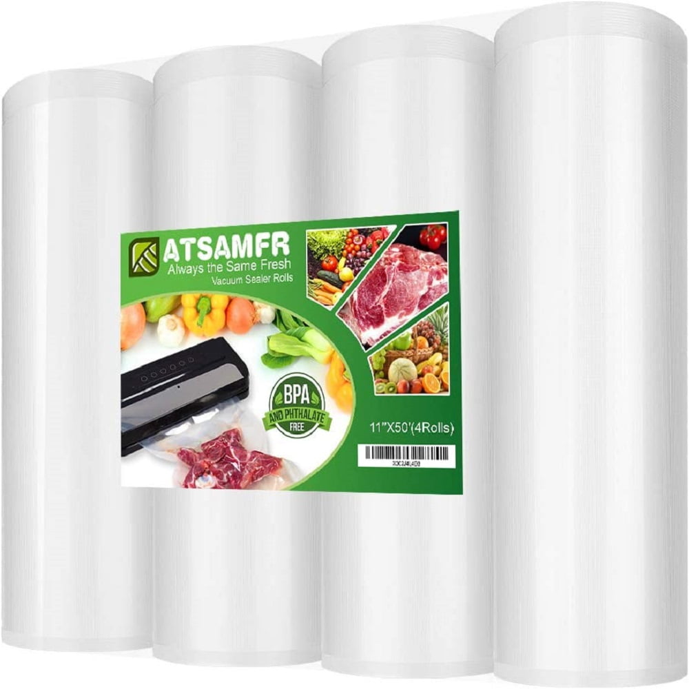 ATSAMFR 4 Pack 11x50 Vacuum Sealer Rolls,Seal a Meal Food Vacuum Seal