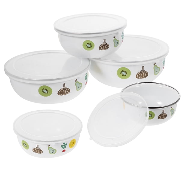 Cuencos esmaltados para servir comida, recipientes para mantener frescos, cuencos de conservación esmaltados, 5 uds.