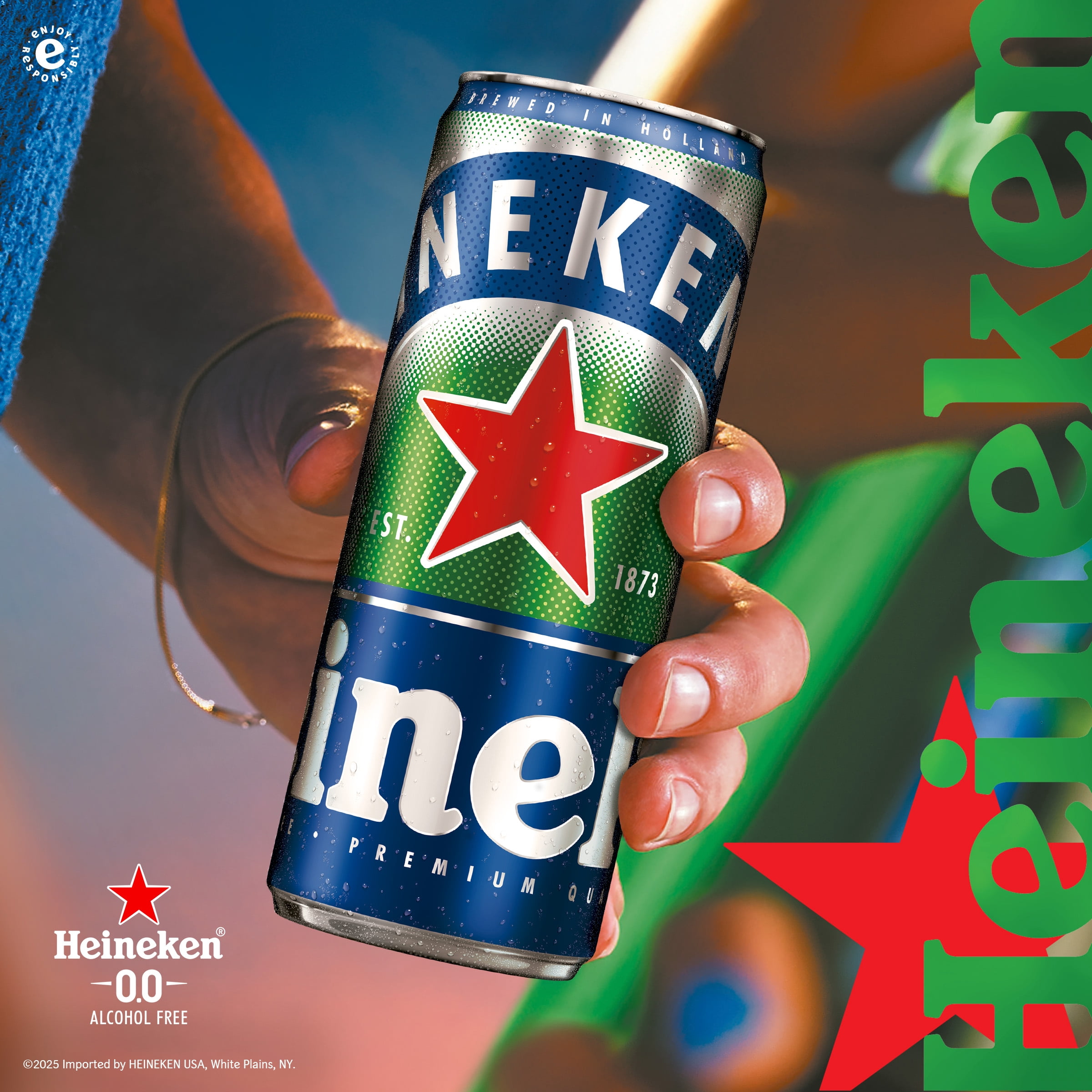 Heineken 0.0 Non-Alcoholic Netherlands Import Lager Beer, 12 pack, 11.2 fl oz Cans, 0.0% ABV