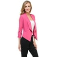 thumbnail image 2 of Auliné Collection Womens Casual Lightweight 3/4 Sleeve Fitted Open Blazer, 2 of 3