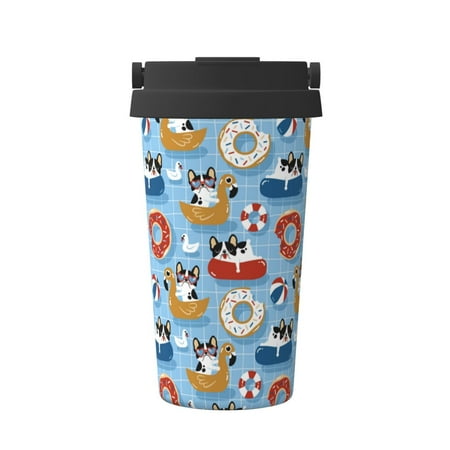 

Junzan Dogs With Pool Floats for Stainless Steel Vacuum Insulated Tumbler - Reusable Insulated Cold Brew Iced Coffee Cup Thermos -Gifts for Women Men Him Her