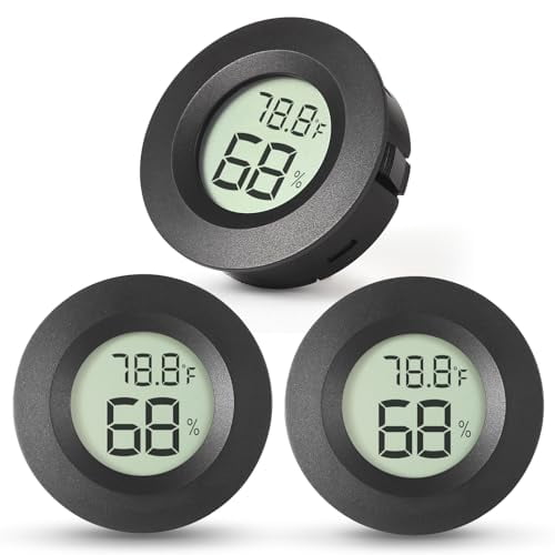 3-Pack Mini Hygrometer & Thermometer,Indoor Outdoor Digital Humidity Meter Gauge Temperature,℉/℃,for Home,Office,Reptile,Car,Greenhouse,Lab,Terrarium,Cellar..A01 Black