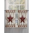 thumbnail image 5 of Red Texas Star Vintage Bathroom Window Curtain, Farmhouse Berry Grey Wooden Light Filtering Coffee Kitchen Curtains, Bedroom Living Room Curtains 2 Panel 84"x54", 5 of 6