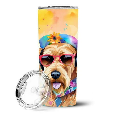 

3 x 8.25 x 3 in. & 20 oz Airedale Terrier Hippie Dawg Stainless Steel Skinny Tumbler