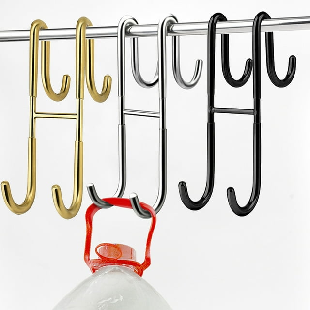 Ganchos de Acero Inoxidable, Diseño Metálico de Doble Cara, Instalación Sin Taladros, Multiusos para Baño, Cocina y Oficina, Solución Versátil para Colgar, Tamaño 25,2 X 5,6 Cm